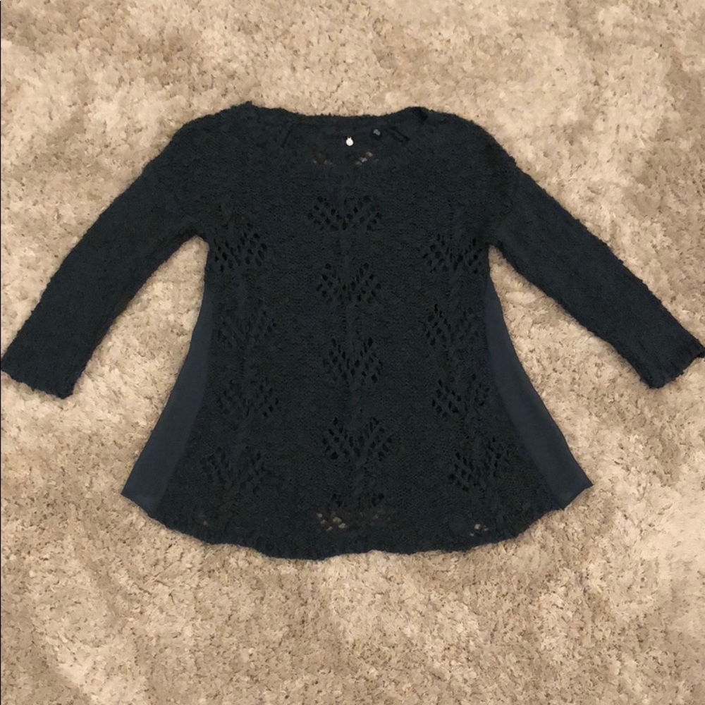 Knitted Knotted Mixed Media Sweater Gem